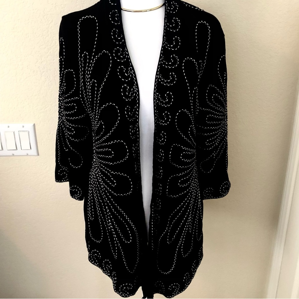 Lauren Michelle Black Jacket with White Embroidery